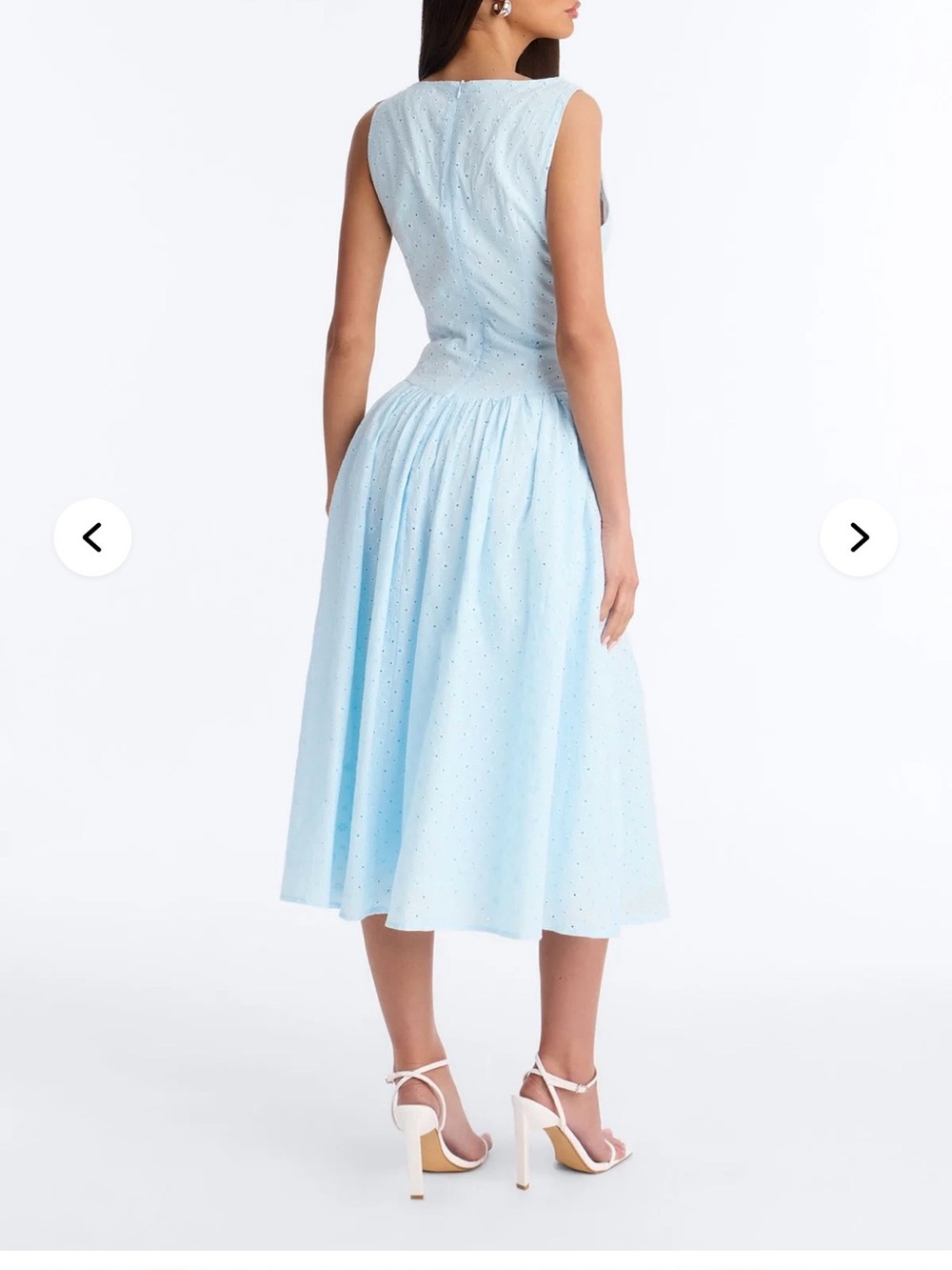 Fashion Nova Light Blue Eyelet Midi Dress - Picture 2 of 8